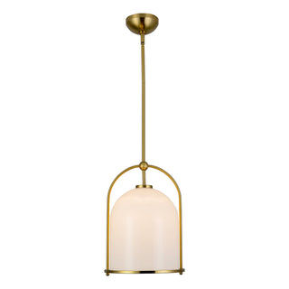 Bella 17 in Brushed Gold/Opal Glass Pendant