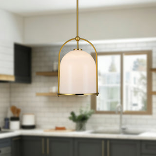 Bella 17 in Brushed Gold/Opal Glass Pendant