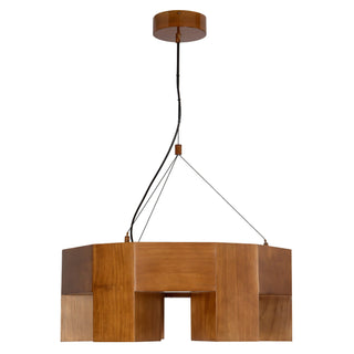 Bosco 25 in Solid Wood Dimmable LED Chandelier with Natural Oak Finish