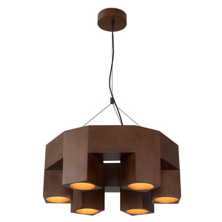 Bosco 25 in Solid Wood Dimmable LED Chandelier with Dark Walnut Finish