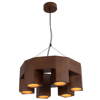 Bosco 25 in Solid Wood Dimmable LED Chandelier with Dark Walnut Finish