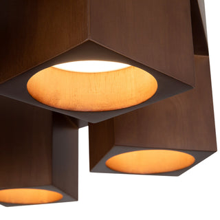 Bosco 25 in Solid Wood Dimmable LED Chandelier with Dark Walnut Finish