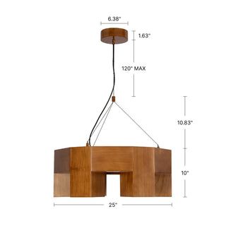 Bosco 25 in Solid Wood Dimmable LED Chandelier