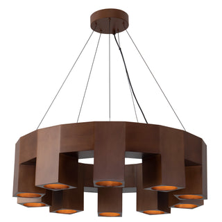 Bosco 35 in Solid Wood Dimmable LED Chandelier with Dark Walnut Finish