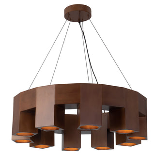Bosco 35 in Solid Wood Dimmable LED Chandelier with Dark Walnut Finish