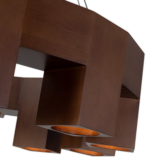 Bosco 35 in Solid Wood Dimmable LED Chandelier with Dark Walnut Finish