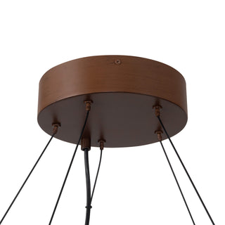 Bosco 35 in Solid Wood Dimmable LED Chandelier with Dark Walnut Finish