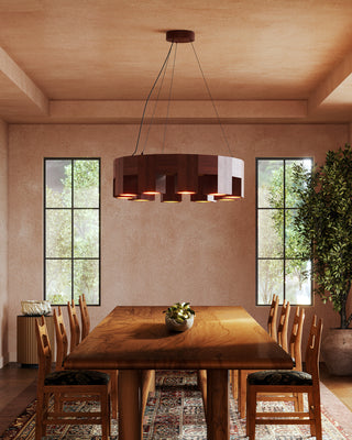 Bosco 35 in Solid Wood Dimmable LED Chandelier with Dark Walnut Finish