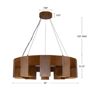 Bosco 35 in Solid Wood Dimmable LED Chandelier