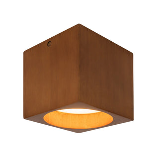Bosco 5 in (5 in Height) Solid Wood Dimmable LED Flush Mount with Natural Oak Finish