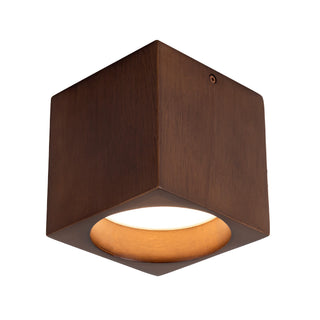 Bosco 5 in (5 in Height) Solid Wood Dimmable LED Flush Mount with Dark Walnut Finish