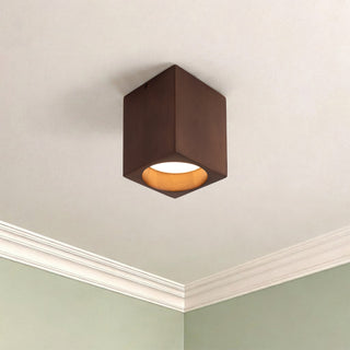 Bosco 5 in (7 in Height) Solid Wood Dimmable LED Flush Mount with Dark Walnut Finish