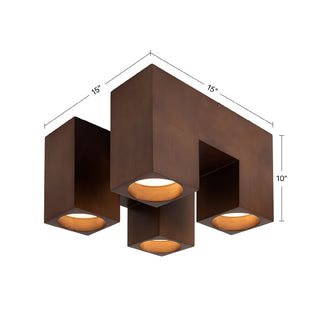 Bosco 15 in Solid Wood Dimmable LED Flush Mount