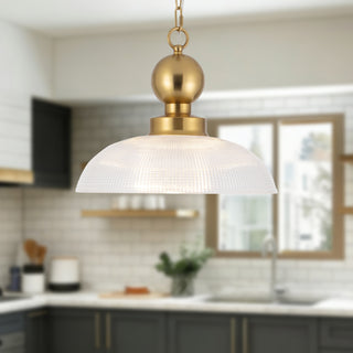 Broomfield 16 in Pendant with Clear Ribbed Glass