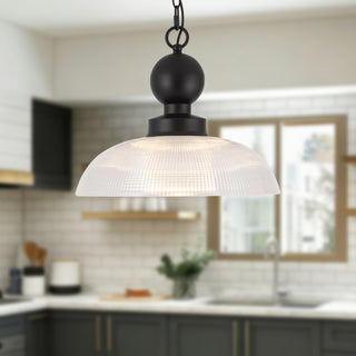 Broomfield 16 in Pendant with Clear Ribbed Glass