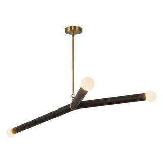 Calla 52 in Brushed Gold Dimmable LED Chandelier with Black Vegan Leather