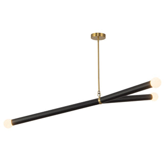 Calla 52 in Brushed Gold Dimmable LED Chandelier with Black Vegan Leather