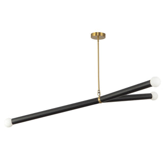 Calla 52 in Brushed Gold Dimmable LED Chandelier with Black Vegan Leather