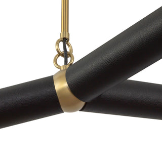 Calla 52 in Brushed Gold Dimmable LED Chandelier with Black Vegan Leather