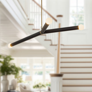 Calla 52 in Brushed Gold Dimmable LED Chandelier with Black Vegan Leather