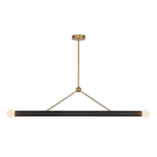 Calla 52=in Brushed Gold Dimmable LED Linear Pendant with Black Vegan Leather