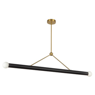 Calla 52=in Brushed Gold Dimmable LED Linear Pendant with Black Vegan Leather