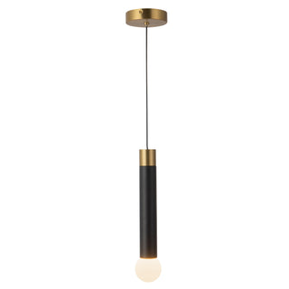 Calla 16 in Brushed Gold Dimmable LED Pendant with Black Vegan Leather