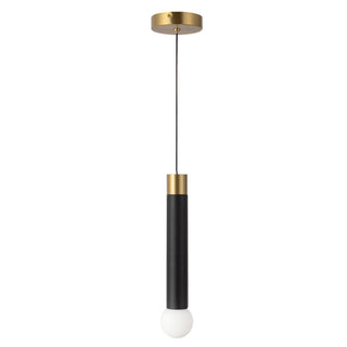 Calla 16 in Brushed Gold Dimmable LED Pendant with Black Vegan Leather