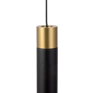 Calla 16 in Brushed Gold Dimmable LED Pendant with Black Vegan Leather