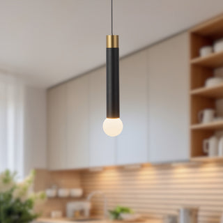 Calla 16 in Brushed Gold Dimmable LED Pendant with Black Vegan Leather