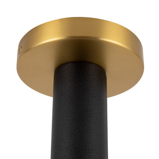 Calla 5 in Brushed Gold Dimmable LED Flush Mount with Black Vegan Leather