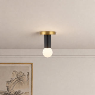 Calla 5 in Brushed Gold Dimmable LED Flush Mount with Black Vegan Leather