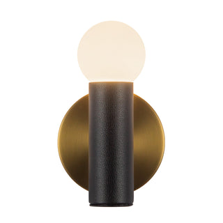 Calla 8 in Brushed Gold Dimmable LED Wall Sconce with Black Vegan Leather