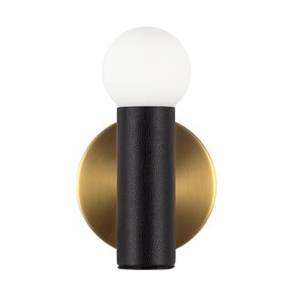 Calla 8 in Brushed Gold Dimmable LED Wall Sconce with Black Vegan Leather