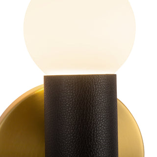 Calla 8 in Brushed Gold Dimmable LED Wall Sconce with Black Vegan Leather