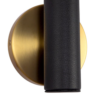 Calla 8 in Brushed Gold Dimmable LED Wall Sconce with Black Vegan Leather