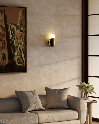 Calla 8 in Brushed Gold Dimmable LED Wall Sconce with Black Vegan Leather