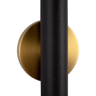 Calla 24 in Brushed Gold Dimmable LED Vanity Light with Black Vegan Leather