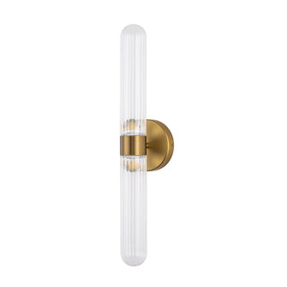 Constance 22 in Brushed Gold Dimmable LED Wall Sconce with Clear Ribbed Glass
