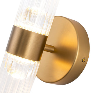 Constance 22 in Brushed Gold Dimmable LED Wall Sconce with Clear Ribbed Glass
