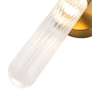 Constance 22 in Brushed Gold Dimmable LED Wall Sconce with Clear Ribbed Glass
