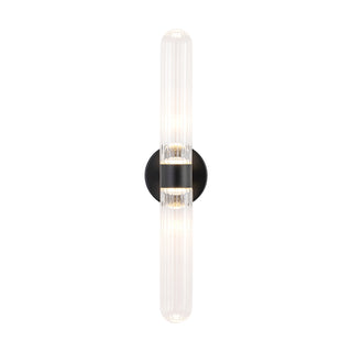 Constance 22 in Black Dimmable LED Wall Sconce with Ribbed Glass