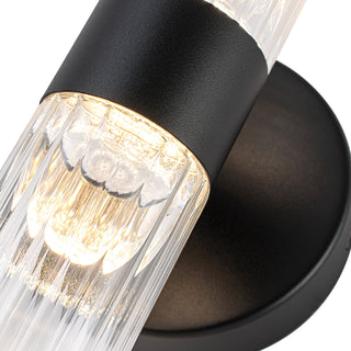 Constance 22 in Black Dimmable LED Wall Sconce with Ribbed Glass