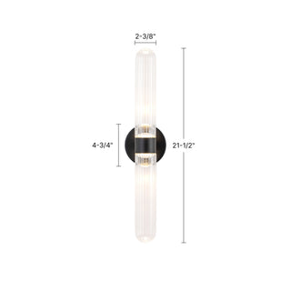 Constance 22 in Brushed Gold Dimmable LED Wall Sconce with Clear Ribbed Glass