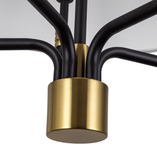 Dyna 24 in Black Pendant with Brushed Gold Accents and Natural Linen Shade