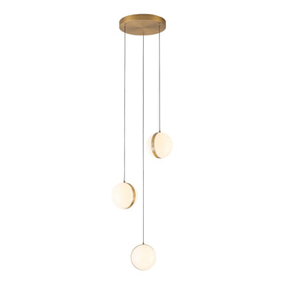 Echo 3 Head Brushed Gold Dimmable LED Multi Pendant