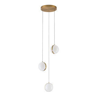 Echo 3 Head Brushed Gold Dimmable LED Multi Pendant