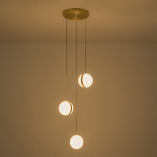 Echo 3 Head Brushed Gold Dimmable LED Multi Pendant