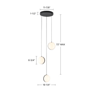 Echo 3 Head Brushed Gold Dimmable LED Multi Pendant