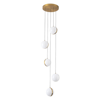 Echo 5 Head Brushed Gold Dimmable LED Multi Pendant